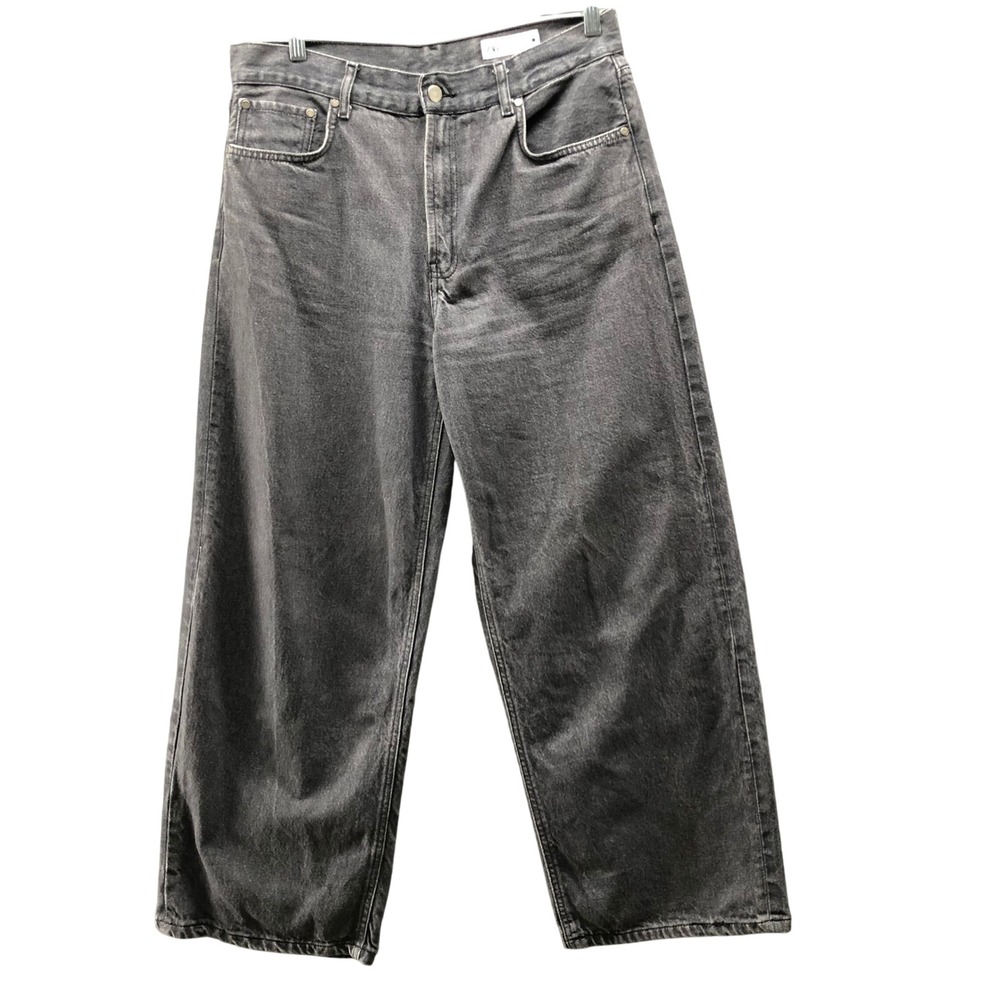 Zara Wide Leg Jeans Womens 10 Gray High Waisted Baggy Relaxed Cotton Loose
